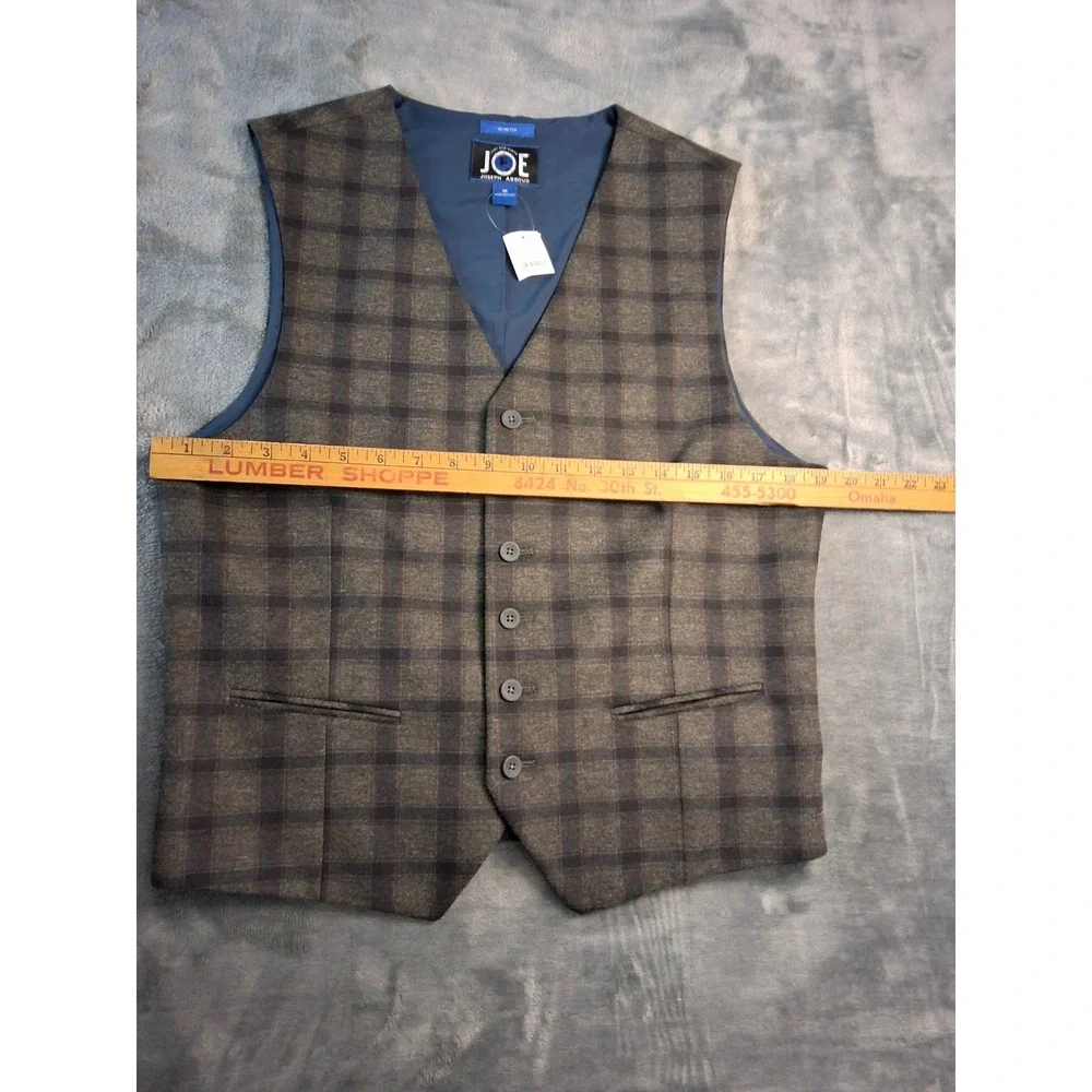Joseph Abboud JOE Mens Slim Fit Gray Plaid Suit Vest Waistcoat Size M M281809